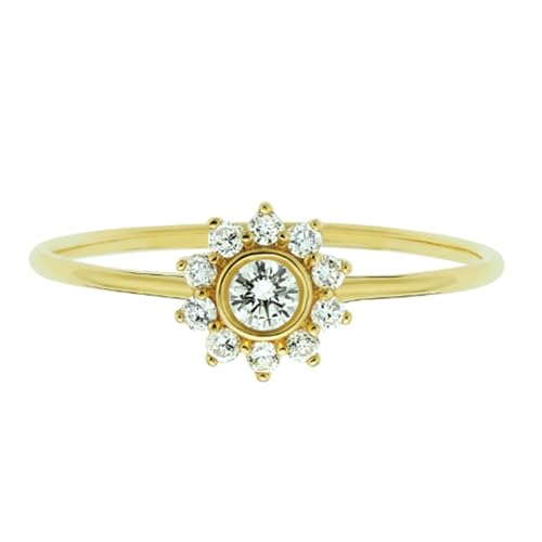 BCughia Gelbgold Eheringe 375, Verlobungsring Damen Echtgold Blume mit Rund Form Moissanit Ringe Hochzeit Damen Größe 60 von BCughia