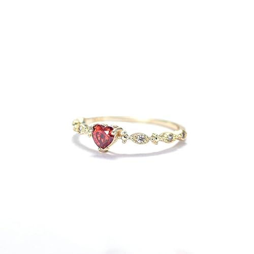 BCughia Gelbgold Ringe Damen, Eheringe 585 Gold Herz Form Labor Erstellter Rubin und Rund Moissanit Eheringe Partnerringe Trauringe Größe 56 von BCughia