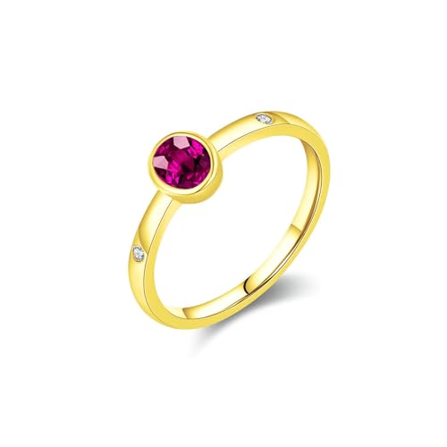 BCughia Gelbgold Verlobungsring, Echtgold Ring 585 Oval Form Labor Erstellter Spinell Eheringe Partnerringe Trauringe Größe 48 von BCughia