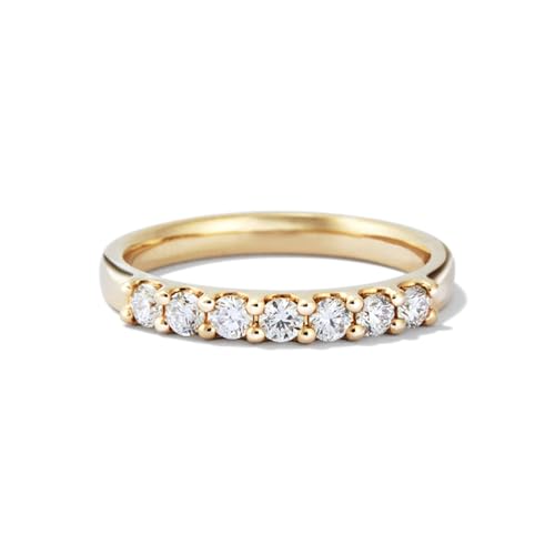 BCughia Gelbgold Verlobungsring Damen, Gold 14 Karat Ring mit Rund Moissanit Partnerringe Verlobungsringe Gr 57 von BCughia