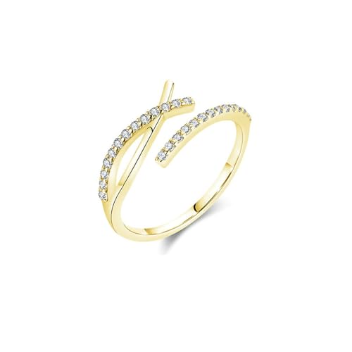 BCughia Gelbgold Verlobungsring Damen, Hochzeit Ringe Gold 585 Echt mit Moissanit Öffnen Ring Verlobungsring und Ehering Gr 48 von BCughia