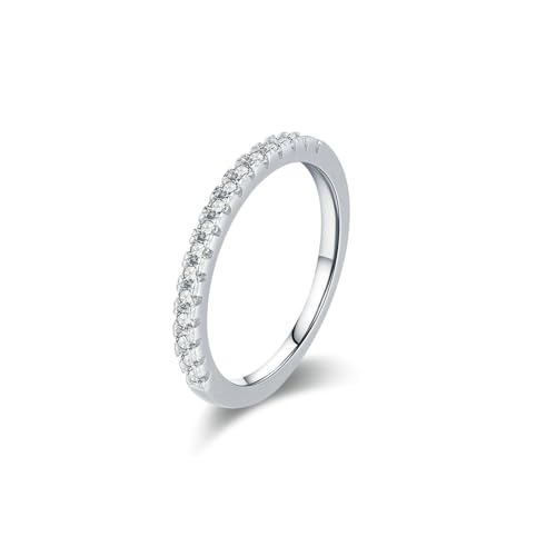 BCughia Gold 14 Karat Ring, Weißgold Ringe Damen 585 Rund Form Moissanit Trauringe Damen Gr 56 von BCughia