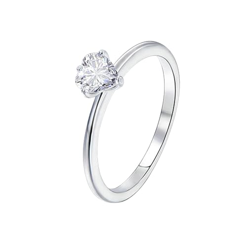 BCughia Gold 9 Karat Ring, Damenring Weissgold 375 mit Herz Moissanit Trauringe Partnerringe Gr 60 von BCughia