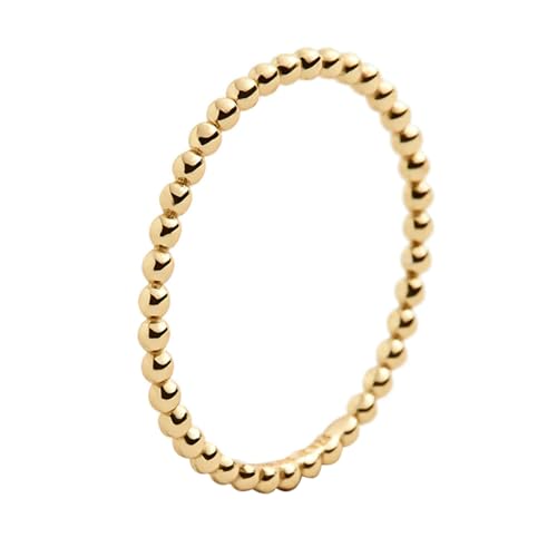 BCughia Goldring Damen 375/9 Karat Echtgold 375, Damenring Gelbgold Perle Form Hochzeit Ringe Gr 54 von BCughia
