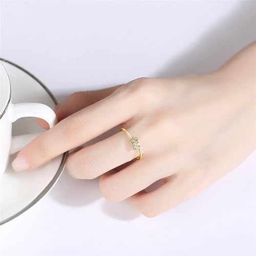 BCughia Goldring Damen 585 Echtgold, Verlobungsring Damen Gelbgold mit 6 Rund Moissanit Verlobungsringe Größe 62 von BCughia