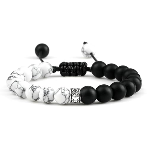BCughia Herren Armband Stein, 8MM Matt Stein Armband, Armband Verstellbar Damen 17-30CM von BCughia