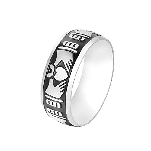 BCughia Hochzeit Ring Silber, Ringe Männer Edelstahl Claddagh Valentinstag Herren Größe 65 (20.7) von BCughia