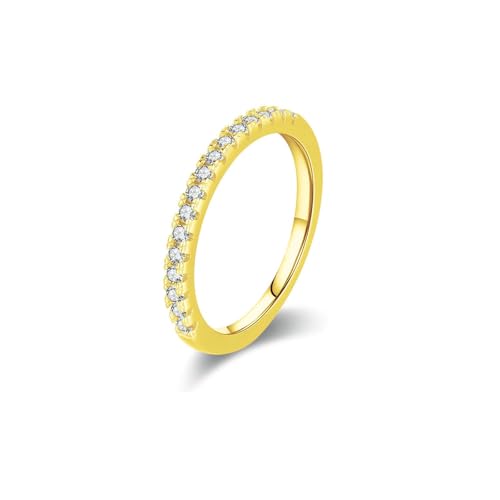 BCughia Hochzeit Ringe Gold 375, Verlobungsring Gelbgold Damen Rund Form Moissanit Eheringe Partnerringe Gr 56 von BCughia