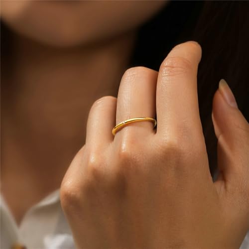 BCughia Hochzeit Ringe Gold 585, Gelbgold 14 Karat Ring mit Klein Rund Moissanit Verlobungsring für Damen Gr 54 von BCughia