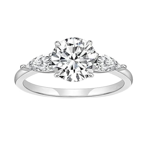 BCughia Hochzeit Ringe Gold 585, Verlobungsring Damen Echt Weißgold Rund Form Moissanit Trauringe Eheringe Gr 52 von BCughia