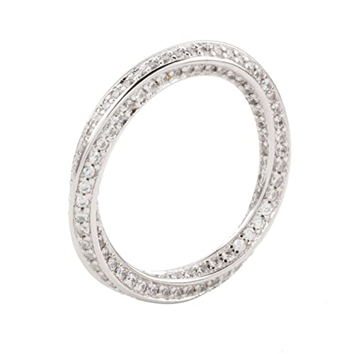BCughia Hochzeitsringe, Ringe Damen Vintage Weiß Rundschliff Zirkonia Versilbert Möbius Zirkon Pavé Design Versprechen Ringe Damen Größe 60(19.1) von BCughia