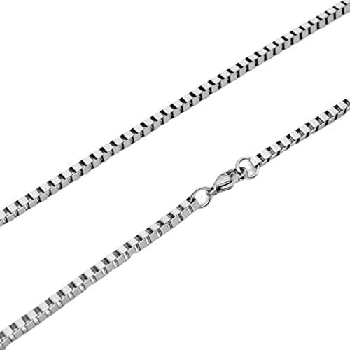 BCughia Kette Jungs, Edelstahl Halsketten für Männer Silber 3mm Kasten Halsketten Weihnachten Geschenke für Herren 50cm (20") von BCughia