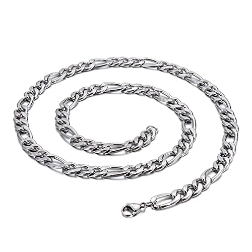 BCughia Männer Halskette Dicke Kette, Männer Halsketten Silber Panzerkette Karabinerverschluss Edelstahl Einfache Kette 600x9mm Halskette von BCughia