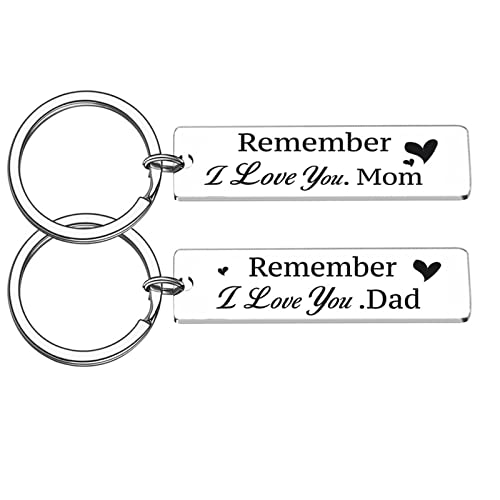 BCughia Mama Schlüsselanhänger Papa，2 Schlüsselanhänger Muttertagsgeschenk Vatertagsgeschenk Graviert mit Remember I Love You Mom/Dad Geburtstagsgeschenk von BCughia