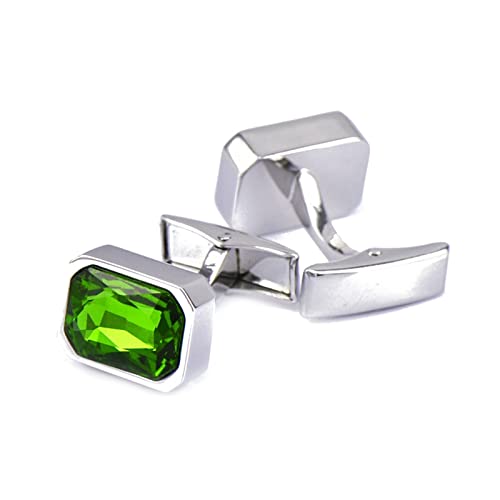 BCughia Manchettenknoepfe Luxus, Manschettenknöpfe Hochzeit Silber Kupfer Grün Rechteckig Zirkonia Rechteckiger Grüner Zirkonia Vatertag von BCughia