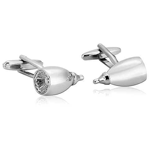 BCughia Manchettenknoepfe Luxus, Manschettenknöpfe Hochzeit Silber Silber Rostfreier Stahl Jet Engine Design Manschettenknöpfe zur Jubiläum 22x11mm von BCughia