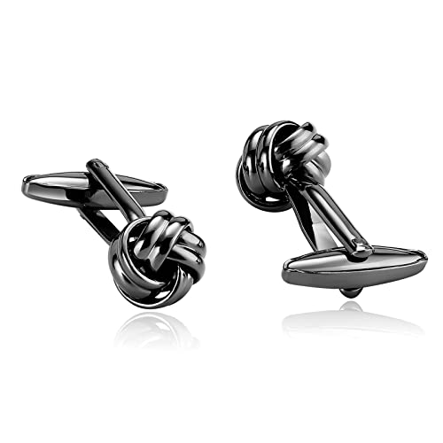 BCughia Manchettenknoepfe Luxus, Vater Geschenke Silber Schwarz Rostfreier Stahl Blumendesign Manschettenknöpfe zur Abschluss Geschäft 11x11mm von BCughia