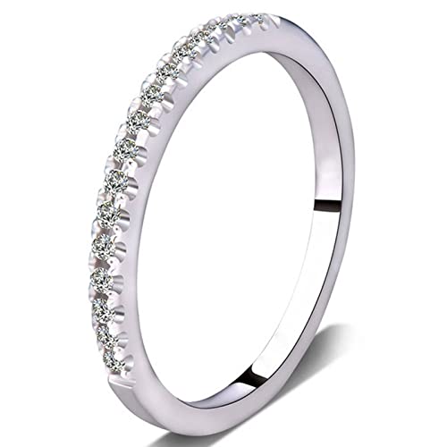 BCughia Modeschmuck Ringe, Ringe für Mädchen Weiß Rundschliff Zirkonia Halbrunder Zirkon in Kanalfassung Hochzeit Ringe Damen Größe 57(18.1) von BCughia