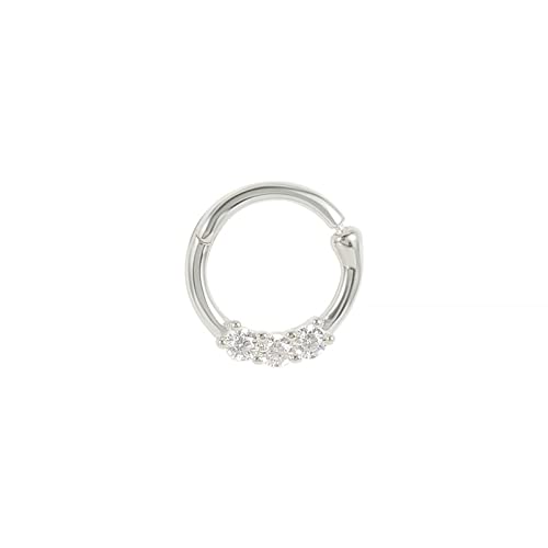 BCughia Nasenstecker, Septum Piercing 925 Tragus 1.2mm Stabstärke Silber Weiß Rund Zirkonia 3 Steine Piercing Valentinstag Geschenk für Frauen von BCughia