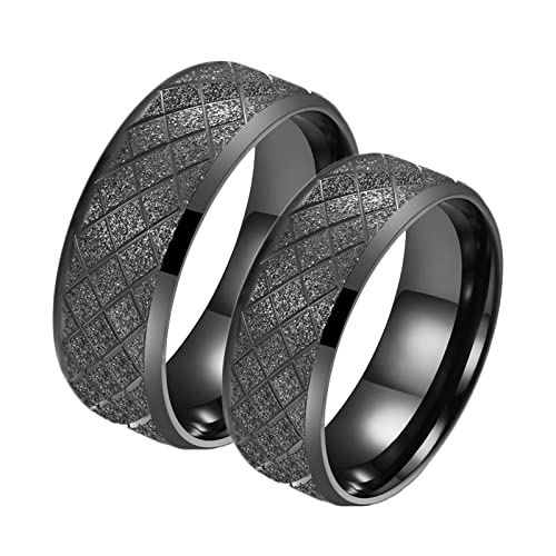 BCughia Paar Ring, Partnerring Schwarz Edelstahl Ringe Schwarzer Mattring 8mm Pärchen Geschenke für Männer Damengröße 54(17.2), Herrengröße 57(18.1) von BCughia