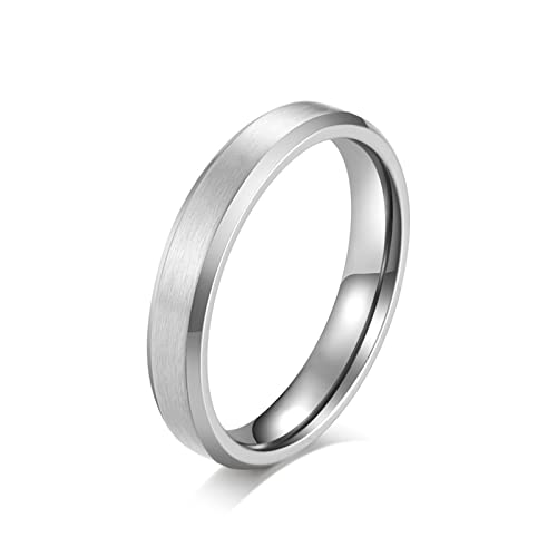 BCughia Päärchen Ringe, Ring Edelstahl Vintage Silber 4Mm Matt Gebürstet Pärchen Hochzeitsringe Männer Größe 54(17.2) von BCughia