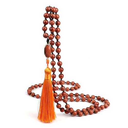 BCughia Perlen Armband, 8MM Rötlich Braun Armband mit Quasten, Armband Perlen Mehrschichtig von BCughia
