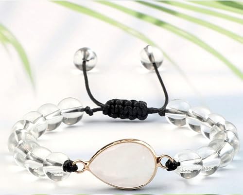 BCughia Perlenarmband Frauen, 8MM Transparent Perlen Armband mit Träne Charme, Armband Männer Verstellbar 17-28CM BCughia Perlenarmband Frauen, 8MM Transparent Perlen Armband mit Träne Charme, Armband Männer Verstellbar 17-28CM von BCughia