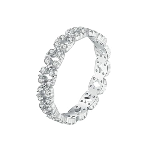 BCughia Ring 375 Gold 9 Karat Damen, Ehering Weißgold Damen Rund Form Moissanit Hochzeit Ring Größe 51 von BCughia