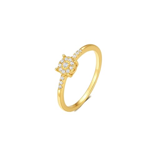 BCughia Ring Damen 14 Karat, Gelbgold Eheringe 585 Rund Form Moissanit Eheringe Partnerringe Trauringe Größe 52 von BCughia