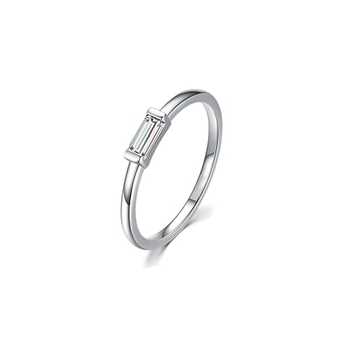 BCughia Ring Damen 14 Karat Echtgold, Damen Ringe 585 Weißgold mit Rechteck Moissanit Eheringe FreundschaftsRinge Größe 51 von BCughia