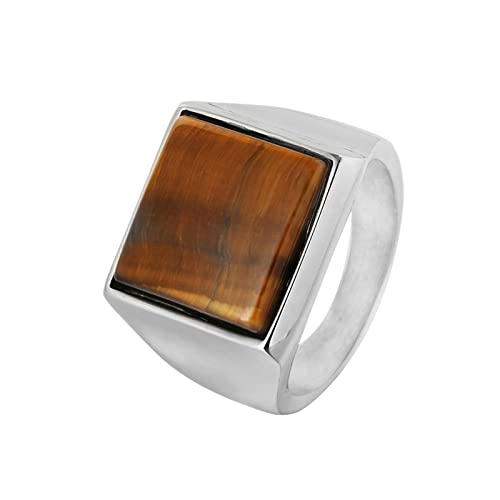 BCughia Ring Edelstahl Ehe, Ringe Herren Braun Quadrat Jubiläum Herren Größe 67 (21.3) von BCughia