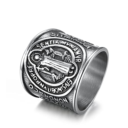 BCughia Ring Edelstahl Vintage, Ringe Silber Exorzismus Ringe Hochzeit Geschenke Männer Größe 65(20.7) von BCughia