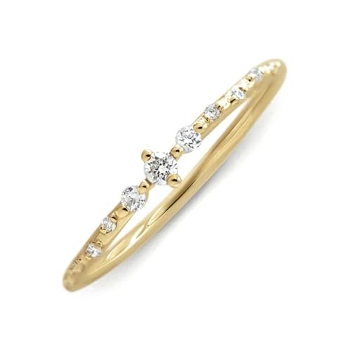 BCughia Ring Gelbgold 375 Damen, Damen Ringe Echt Gold mit Rund Form Moissanit Verlobungsring Größe 47 von BCughia