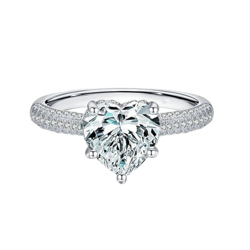 BCughia Ring Gold 585 14K Echt Damen, Eheringe Weißgold Herz Form Moissanit Verlobungsringe für Damen Größe 53 von BCughia