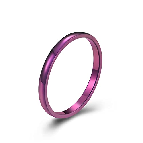 BCughia Ring Jungen, Ehering Violett Lila Edelstahl 2 Mm Dünn Pärchen Modeschmuck Ringe Männer Größe 54(17.2) von BCughia