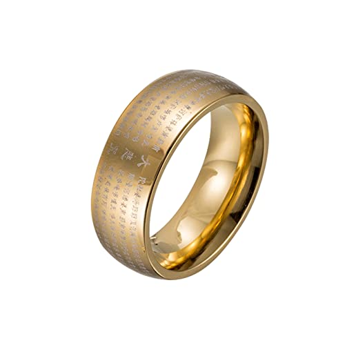 BCughia Ring Schmuck Edelstahl, Goldene Ringe Modeschmuck Buddhistische Religion Ringe Hochzeit für Sie und Ihn Größe 62(19.7) von BCughia