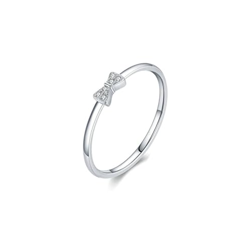 BCughia Ring Weißgold 585 Damen, Echtgold Ring 14 Karat Schleifenknoten mit Rund Form Moissanit Trauringe Verlobungsringe Größe 62 von BCughia