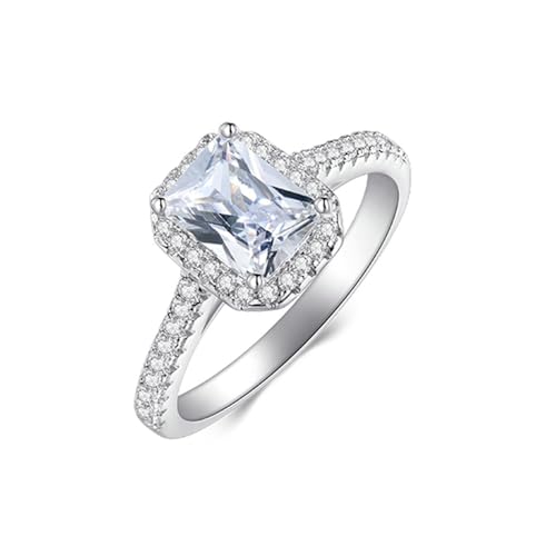 BCughia Ring Weißgold 585 Damen, Verlobungsring Damen Echt Gold mit Rechteck Form Moissanit Verlobungsringe Frauen Größe 57 von BCughia