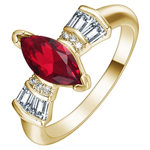 BCughia Ring Zirkonia, Ehe Ring Gold Kupfer Rot Marquise Marquise Valentinstag Ringe Geschenk für Damen Größe 57 (18.1) von BCughia