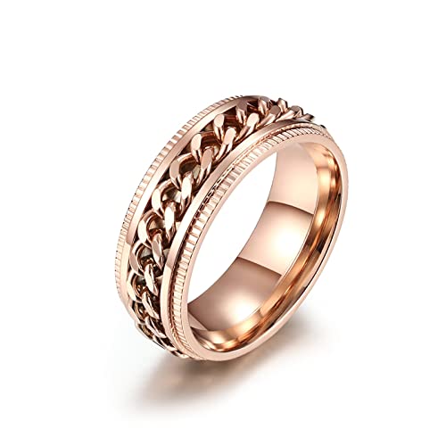 BCughia Ringe Herren Fashion, Glamira Ring Roségold Edelstahl Kubanischer Gliederring Ehering Engagement Geschenk für Männer Größe 67(21.3) von BCughia