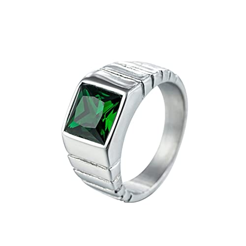 BCughia Ringe Herren Punk, Ring Jewelry Silber Edelstahl Grün Rundschliff Zirkonia Leiter Engagement Wegbegleiter Geschenk Herren Größe 54 (17.2) von BCughia
