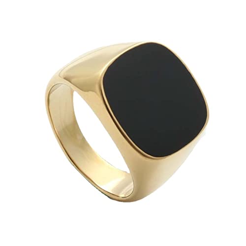 BCughia Ringe Männer Edelstahl, Ringe Herren Kleiner Finger Gold Quadrat Vorschlag Ring Geschenke für Herren Größe 52 (16.6) von BCughia