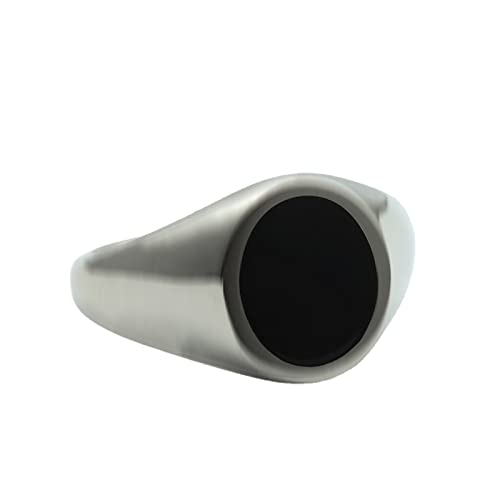 BCughia Ringe Schmuck Edelstahl, Pinky Ring Mattes Silber Oval Vorschlag Ring Geschenk für Herren Größe 65 (20.7) von BCughia