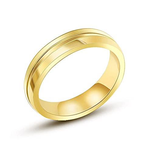 BCughia Ringe Schmuck Gold, Herren Ring Vintage Titan Stahl Glatter Goldring Breite 5mm Versprechen Eheringe Geschenk Größe 62 (19.7) von BCughia