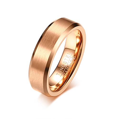 BCughia Schlichte Ringe, Ring Schmuck Männer Roségold Wolfram Einfaches Ringdesign Weihnachten Ringe Herren Größe 60(19.1) von BCughia