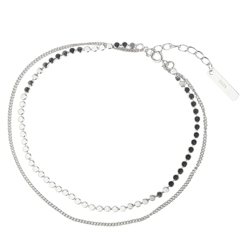 BCughia Silber Fußkette Damen, Platiniert Fußkettchen Doppellagige Kette FußSchmuck Boho von BCughia