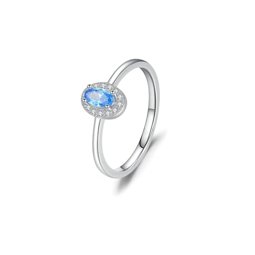 BCughia Silberring 9 Karat, Weißgold Ring 375 Damen Echtgold Oval Form Topas Verlobungsringe Damen Gr 49 von BCughia