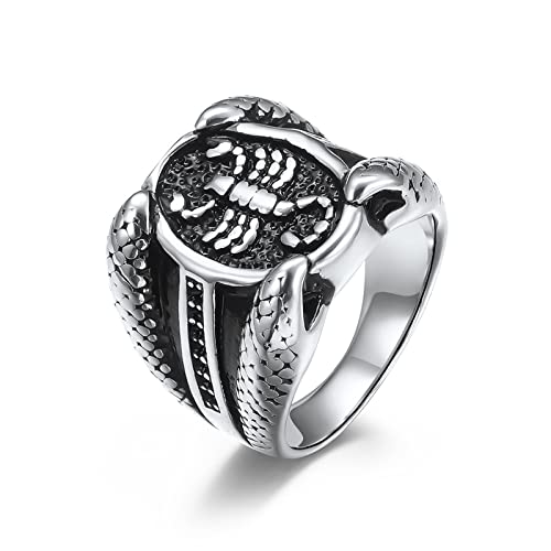 BCughia Stainless Steel Ring, Vorsteckring Silber Edelstahl Skorpion Hochzeitsringe Versprechen Geschenke für Männer Größe 57(18.1) von BCughia