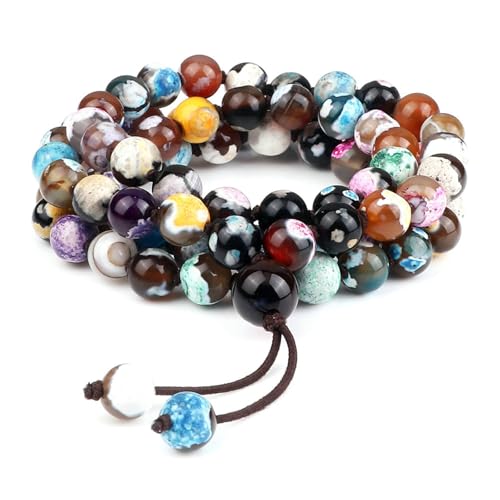 BCughia Stein Armband Damen, 8MM Achat Stein Armband, Armband Herren Elastisch Perlen von BCughia