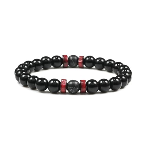 BCughia Stein Armband Damen, 8MM Poliert Stein Armband, Perlenarmband Elastisch Herren von BCughia